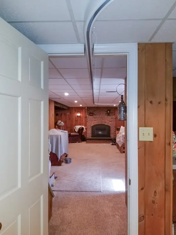 Ceiling lift track throughout the home, entering living room